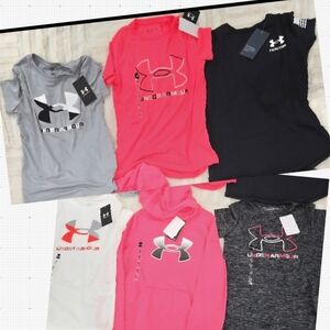 Under Armour Kids' Tees - Vibrant Pink, Classic Gray, Sleek Black, Crisp White